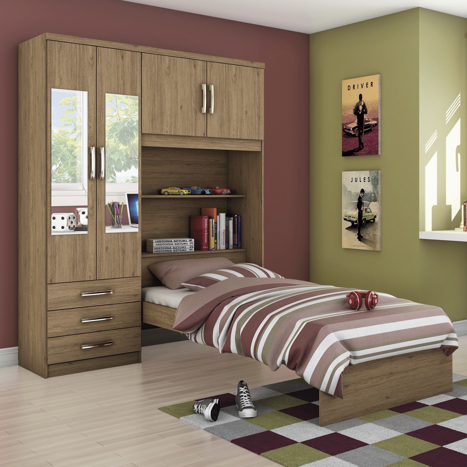Guarda Roupa Solteiro 4 Portas Com Espelho E Cama Baú Ig R$ 504,70 em Mercado Livre Interior Armario Kvikne Ikea ~ Guarda Roupa Solteiro 4 Portas Com Espelho E Cama Baú Ig R$ 504,70 em Mercado Livre