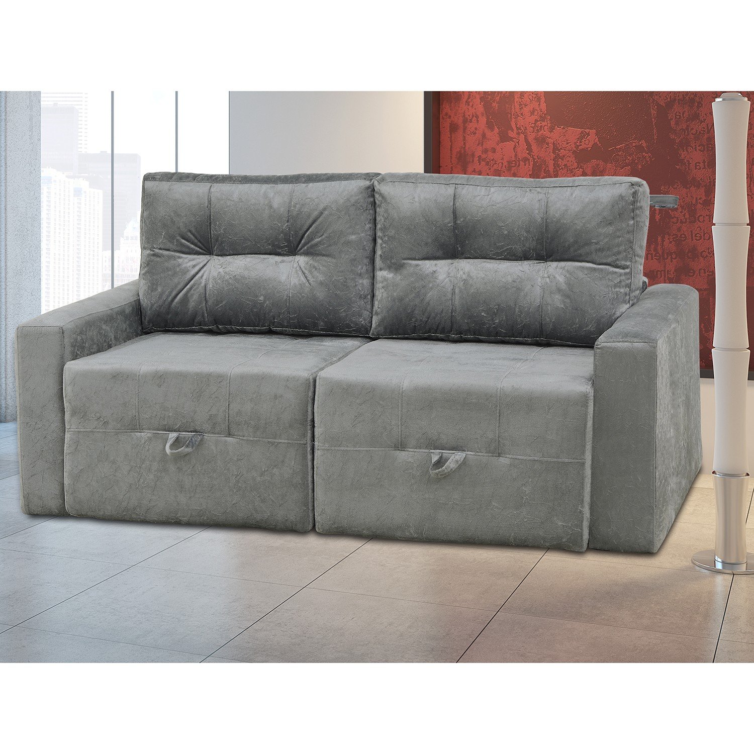 Sofá Cama 2 Lugares Sofia Matrix Cinza R 899,90 em Mercado Livre