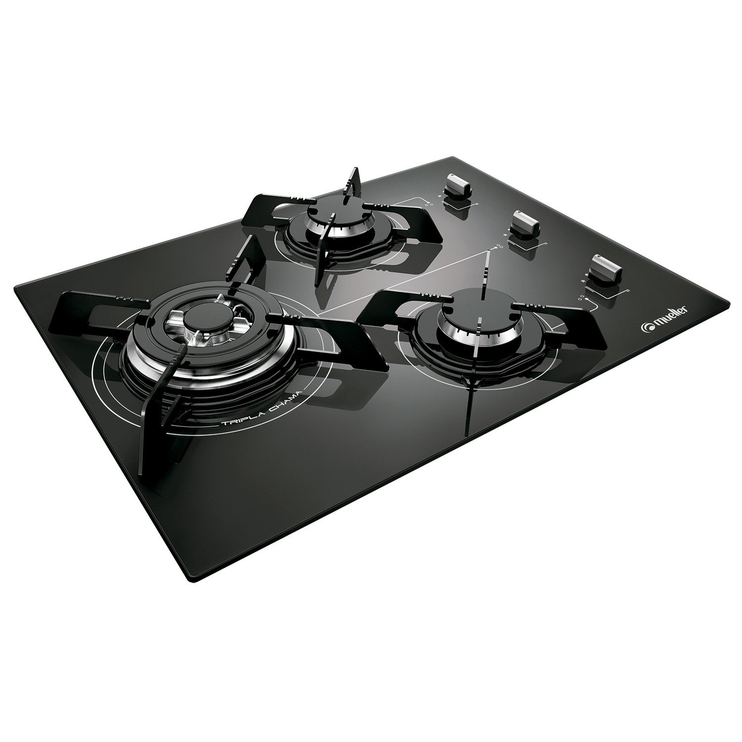 Comprar Cooktop Mueller Tripla Chama 3 Bocas A Gs Bivolt Preto Wt