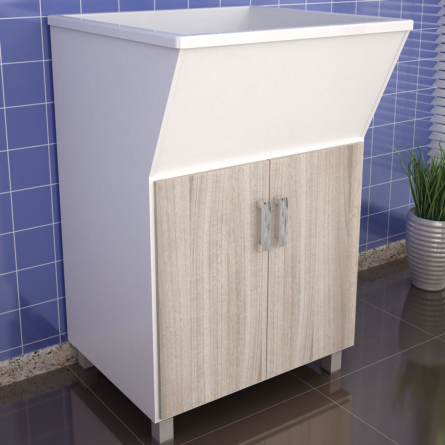 Tanque Com Organizador Balcony Marmorite 50l Branco nogal Armario Mdf Escritorio ~ Tanque Com Organizador Balcony Marmorite 50l Branco nogal