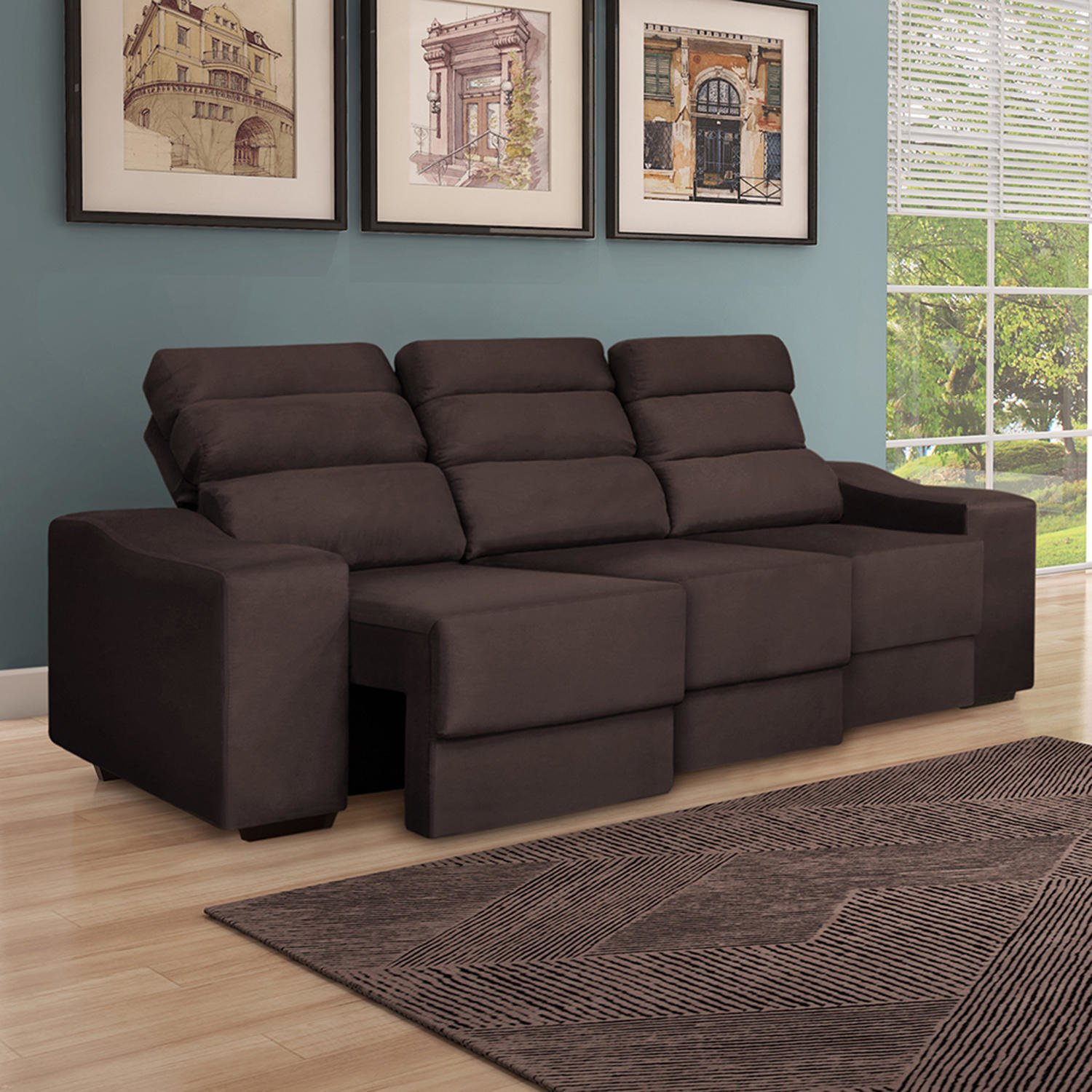 Sofá Retrátil E Reclinável 3 Lugares América Tb1314 R 1.174,90 em