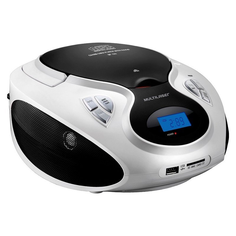 Caixa de Som Boombox Portátil 20W RMS CD USB SD Card Rádio FM