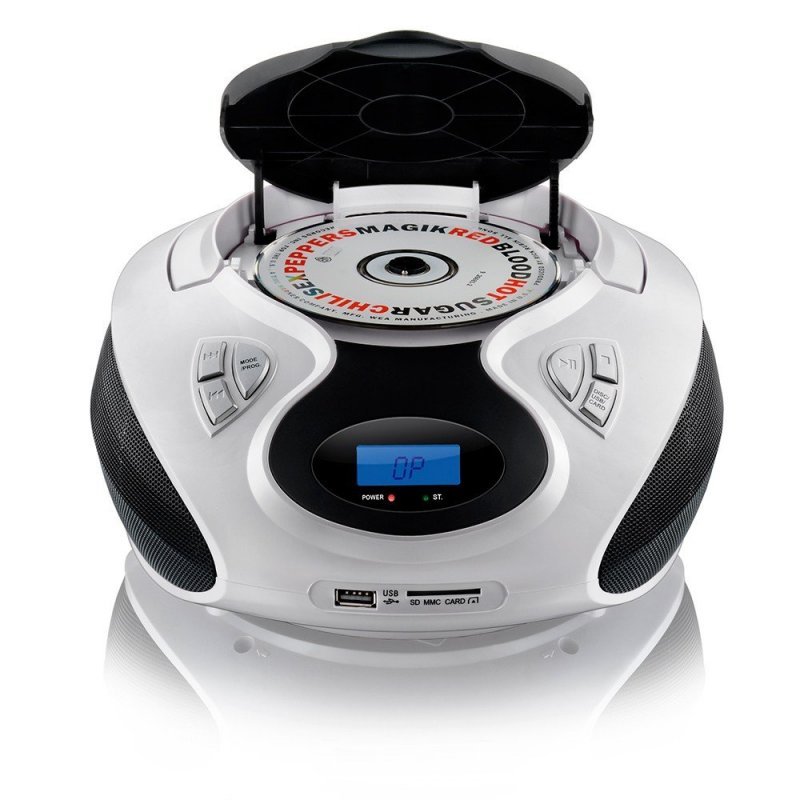 Caixa de Som Boombox Portátil 20W RMS CD USB SD Card Rádio FM