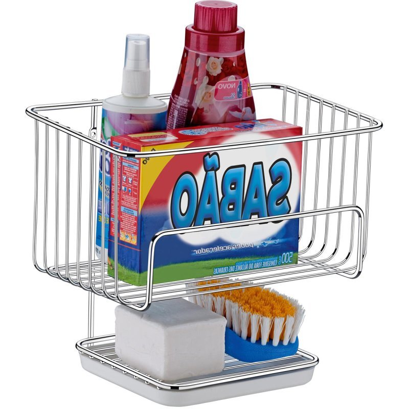 Cesto Multiuso Lavanderia Para Produtos De Limpezas Sabão Cromado