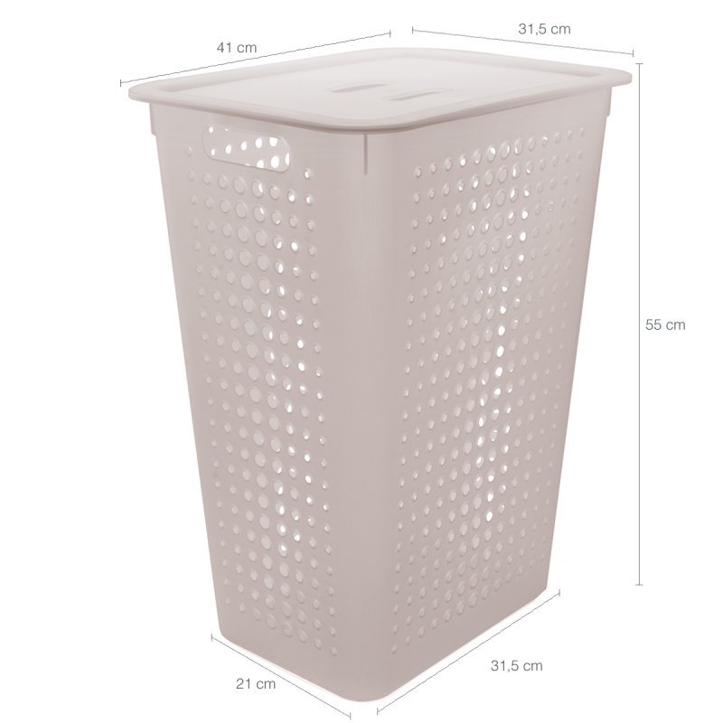Cesto Para Roupas Organizador Lavanderia 47 Litros Plástico Natural