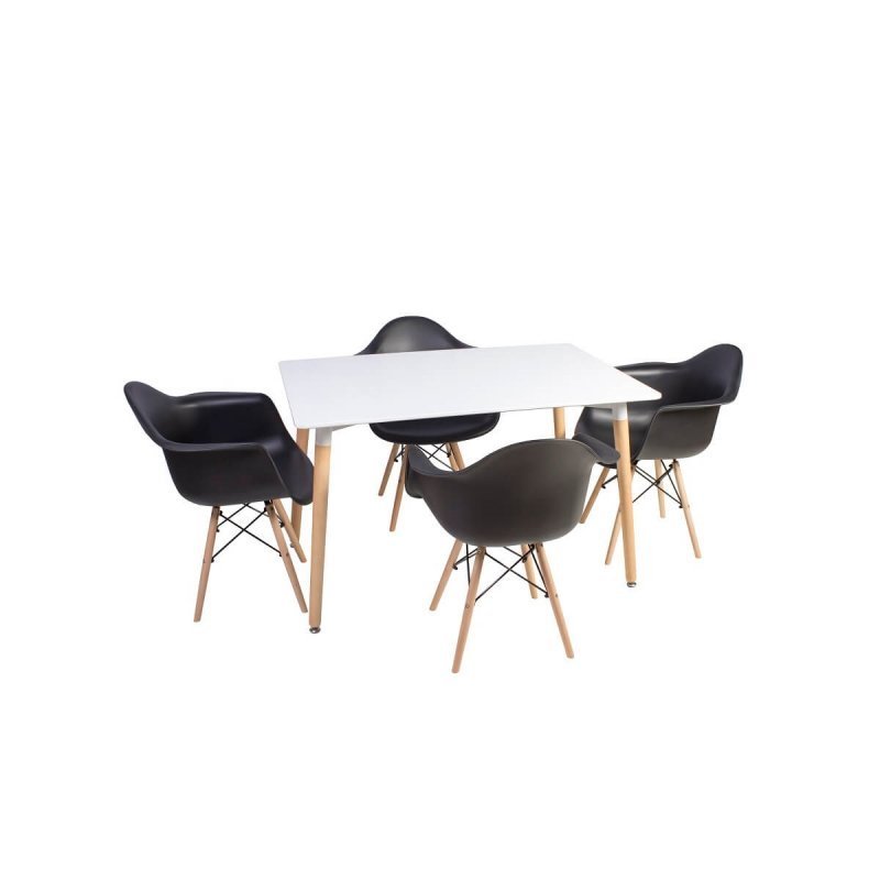 Conjunto Mesa Jantar Eiffel 120x80cm Branco + 4 Cadeiras 