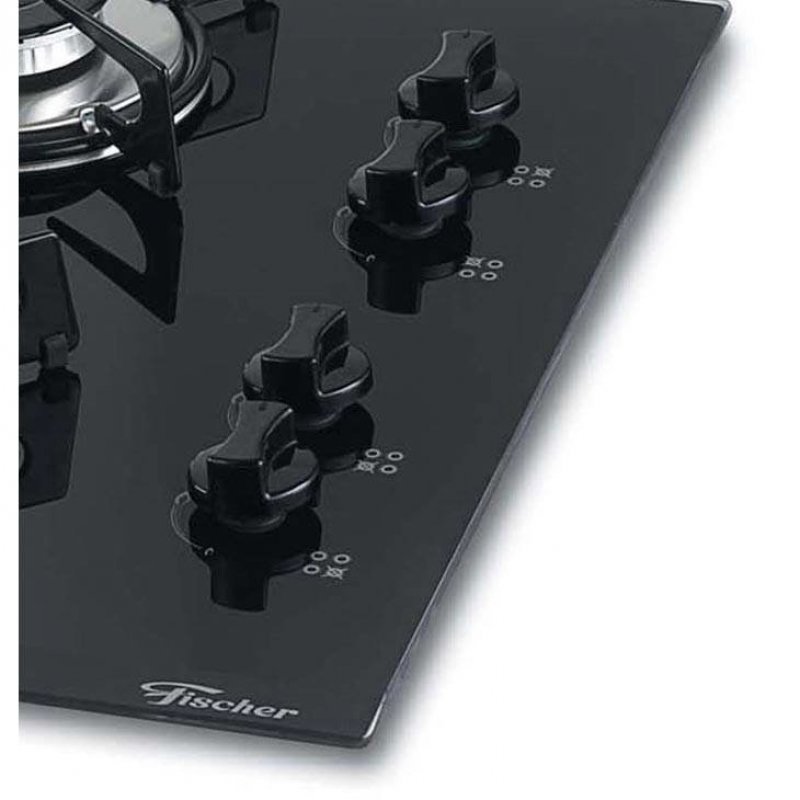 Cooktop 4 Bocas Fischer, Preto, Acendimento Superautomático