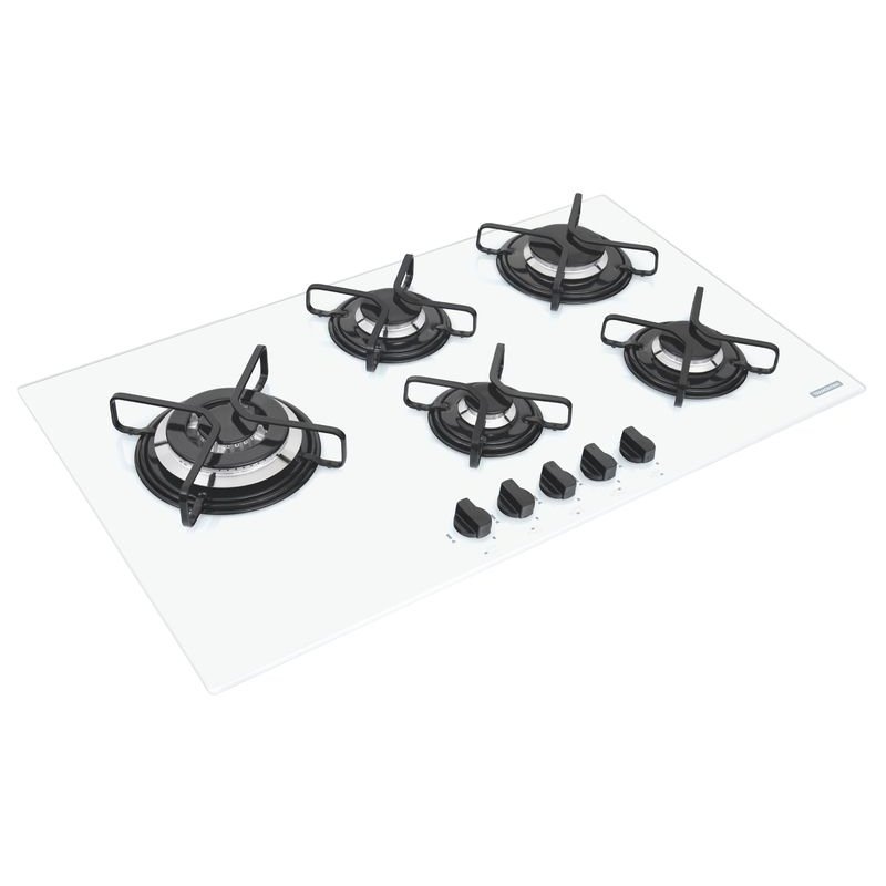 Cooktop 5 Bocas Tramontina 94709/371 Vidro Temperador Branco 5GG TRI 90