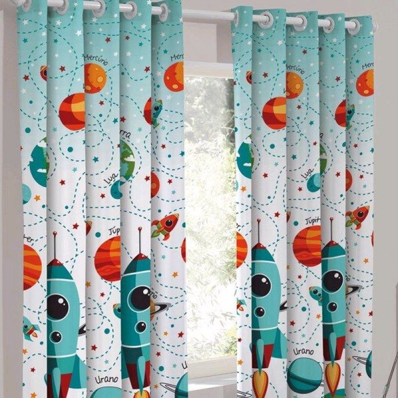 Cortina Infantil Espacial Com Forro Blackout 2,00 x 1,80 ...
