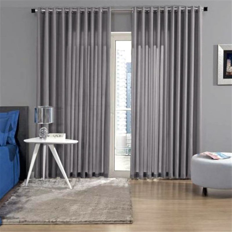 Cortina Microfibra Cinza 4,00x2,80 Com Ilhós
