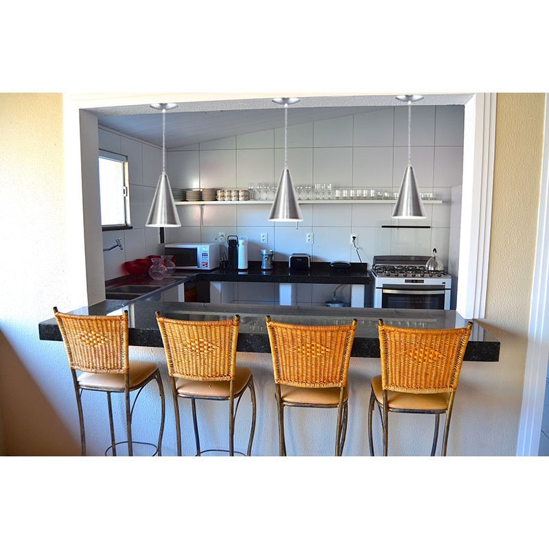 Kit 03 Luminárias Pendente Cone em Alumínio Escovado MadeiraMadeira