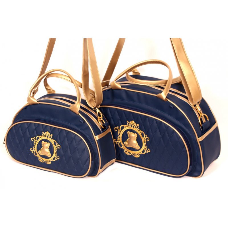 Kit bolsa maternidade azul marinho com dourado Clearance