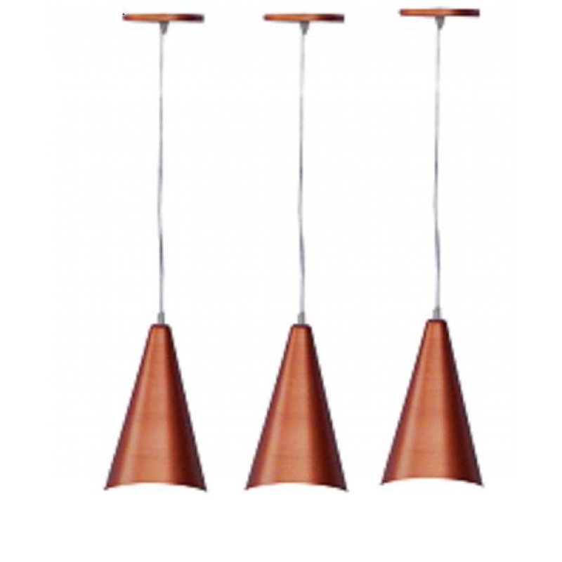 Kit 3 Luminária Pendente Cone de Alumínio Cobre MadeiraMadeira