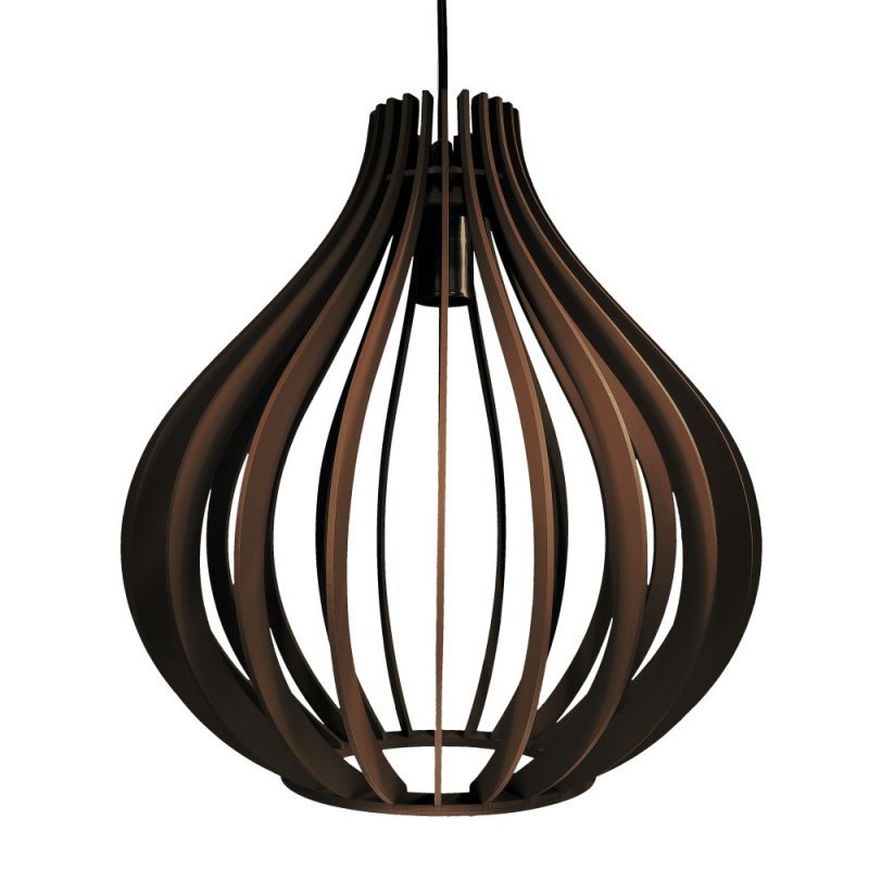 Luminária Gota Pendente Braga Marrom Café de Madeira Soq E27 / Tam