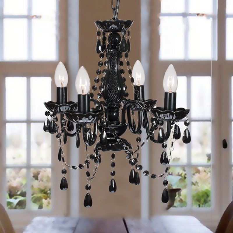 Lustre Candelabro 4 Braços Branco Pendente Cristal Acrílico LM1614