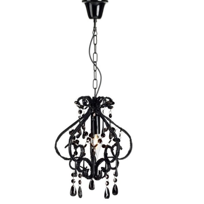 Lustre Candelabro Pendente Cristal Acrílico Preto LM1918 MadeiraMadeira