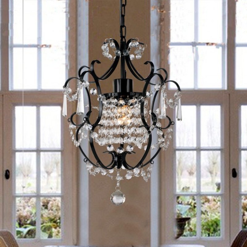 Lustre Candelabro Preto Pendente Cristal Acrílico LM1914 MadeiraMadeira