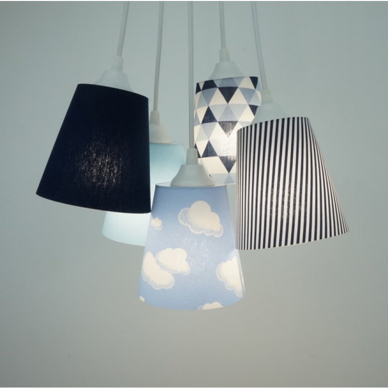 Lustre Pendente Bebe Cacho Nuvens Azul E Branco Madeiramadeira