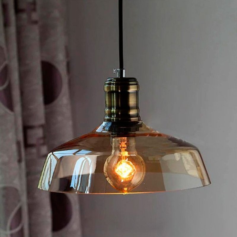 Pendente Retrô Fumê Industrial Vidro Loft Luminária Vintage Lustre Design Edison LM1854