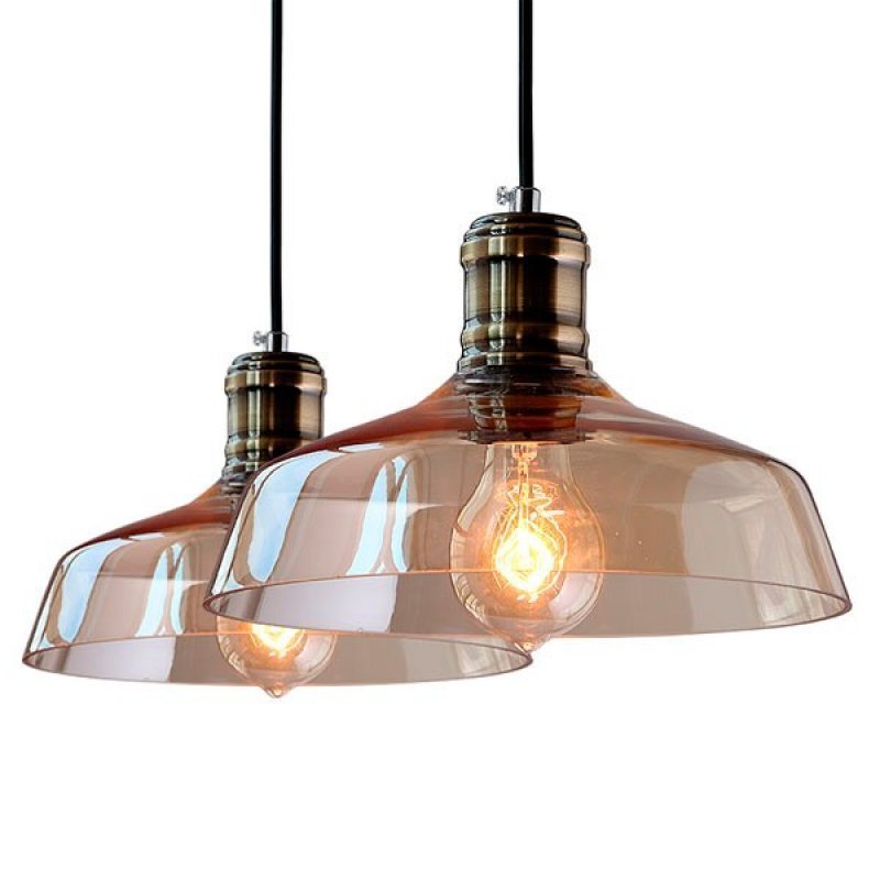 Pendente Retrô Fumê Industrial Vidro Loft Luminária Vintage Lustre