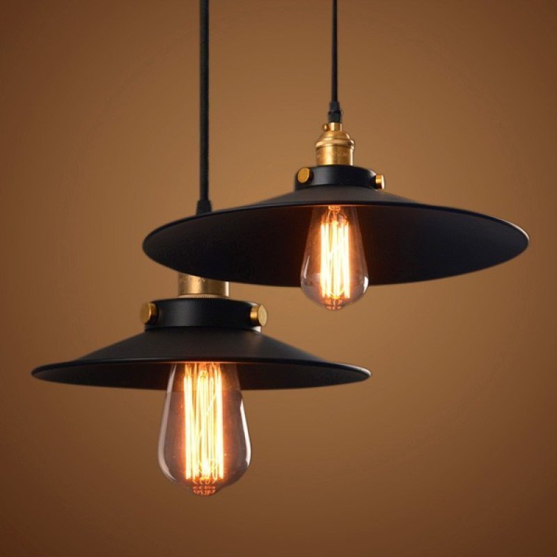 Pendente Retrô Industrial Preto Loft Luminária Vintage Lustre Design Edison LM1702 MadeiraMadeira