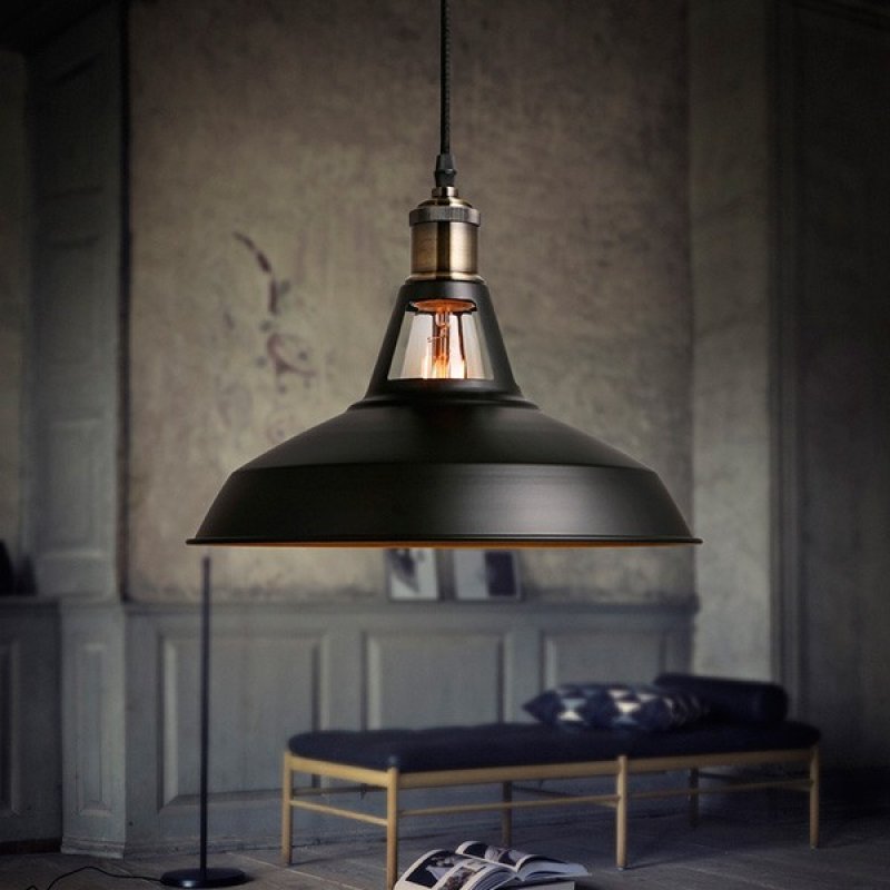 Pendente Retrô Industrial Preto Loft Luminária Vintage Lustre Design Edison LM1728 MadeiraMadeira