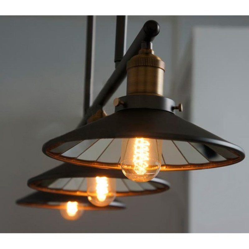 Pendente Retrô Industrial Trio Preto Loft Luminária Vintage Lustre