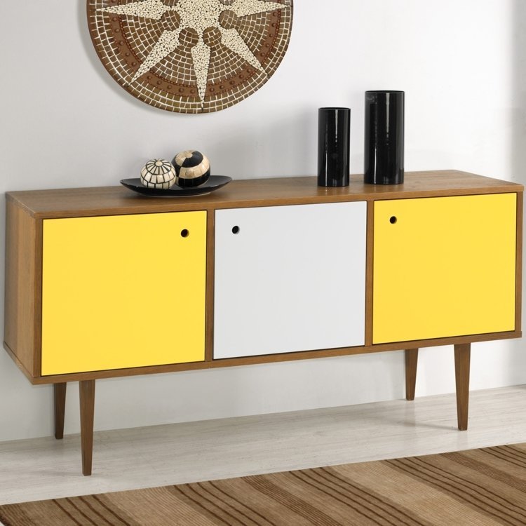 Buffet 3 Portas Vintage Maxima Nogal Amarelo Branco Armario Tela Aki ~ Buffet 3 Portas Vintage Maxima Nogal Amarelo Branco