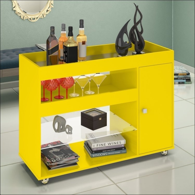 Aparador Bar 2 Portas Luxo 4021 JB Bechara Amarelo em Armario Embutido Cozinha ~ Aparador Bar 2 Portas Luxo 4021 JB Bechara Amarelo em
