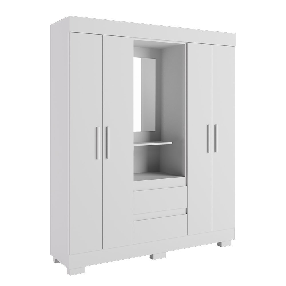 Ver imagem 2 de Guarda-roupa Casal 4 Portas e 2 Gavetas Capelinha com Espelho 149cm Alyssa Espresso Móveis