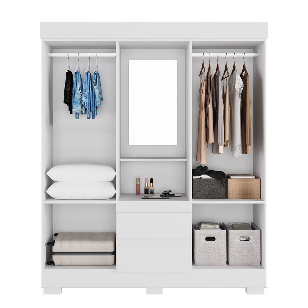 Ver imagem 3 de Guarda-roupa Casal 4 Portas e 2 Gavetas Capelinha com Espelho 149cm Alyssa Espresso Móveis