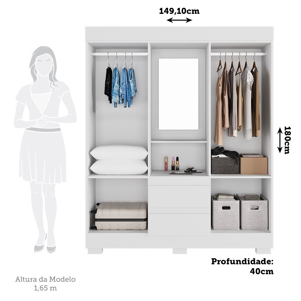 Ver imagem 4 de Guarda-roupa Casal 4 Portas e 2 Gavetas Capelinha com Espelho 149cm Alyssa Espresso Móveis