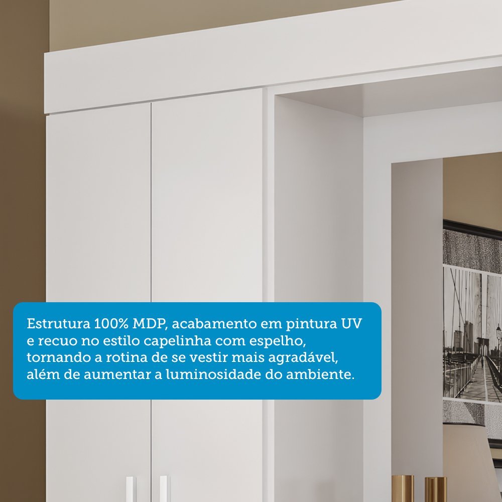 Ver imagem 5 de Guarda-roupa Casal 4 Portas e 2 Gavetas Capelinha com Espelho 149cm Alyssa Espresso Móveis
