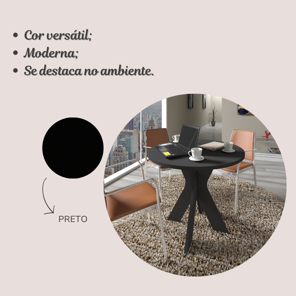 Mesa de Escritório Redonda para Reuniões Mariana Espresso Móveis - 6