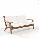 Ver imagem 1 de Sofá 3 Lugares em Madeira Maciça Lotus Branco/Castanho/Cru