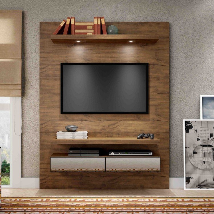 Painel Para TV At 55 Polegadas 2 Gavetas Espelhadas E LED TB106E Dalla 