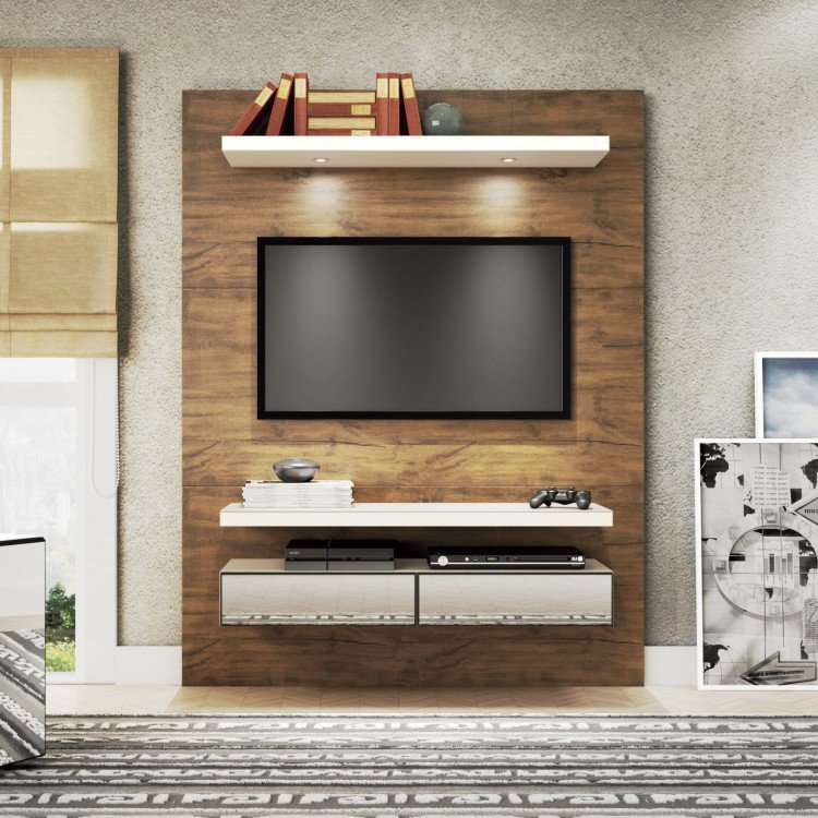 Painel Para TV At 55 Polegadas 2 Gavetas Espelhadas E LED TB106E Dalla 