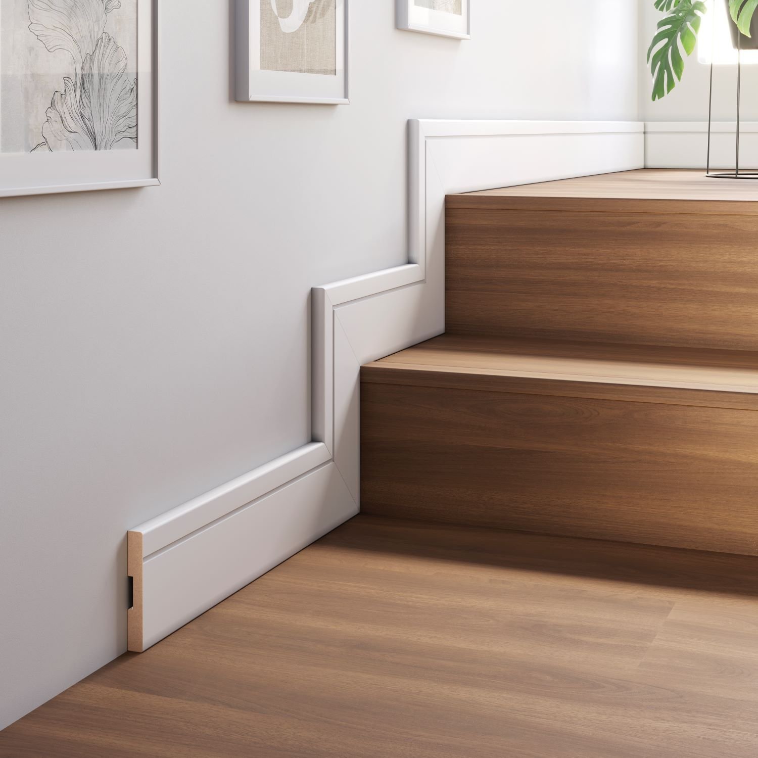 Rodapé de MDF 10cm x 15mm x 2,40m com Friso Estilo Eucafloor - 2