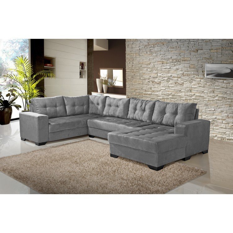 Sofá de canto com chaise bia império estofados cinza em sofá de ... Imagens de sofa l cinza