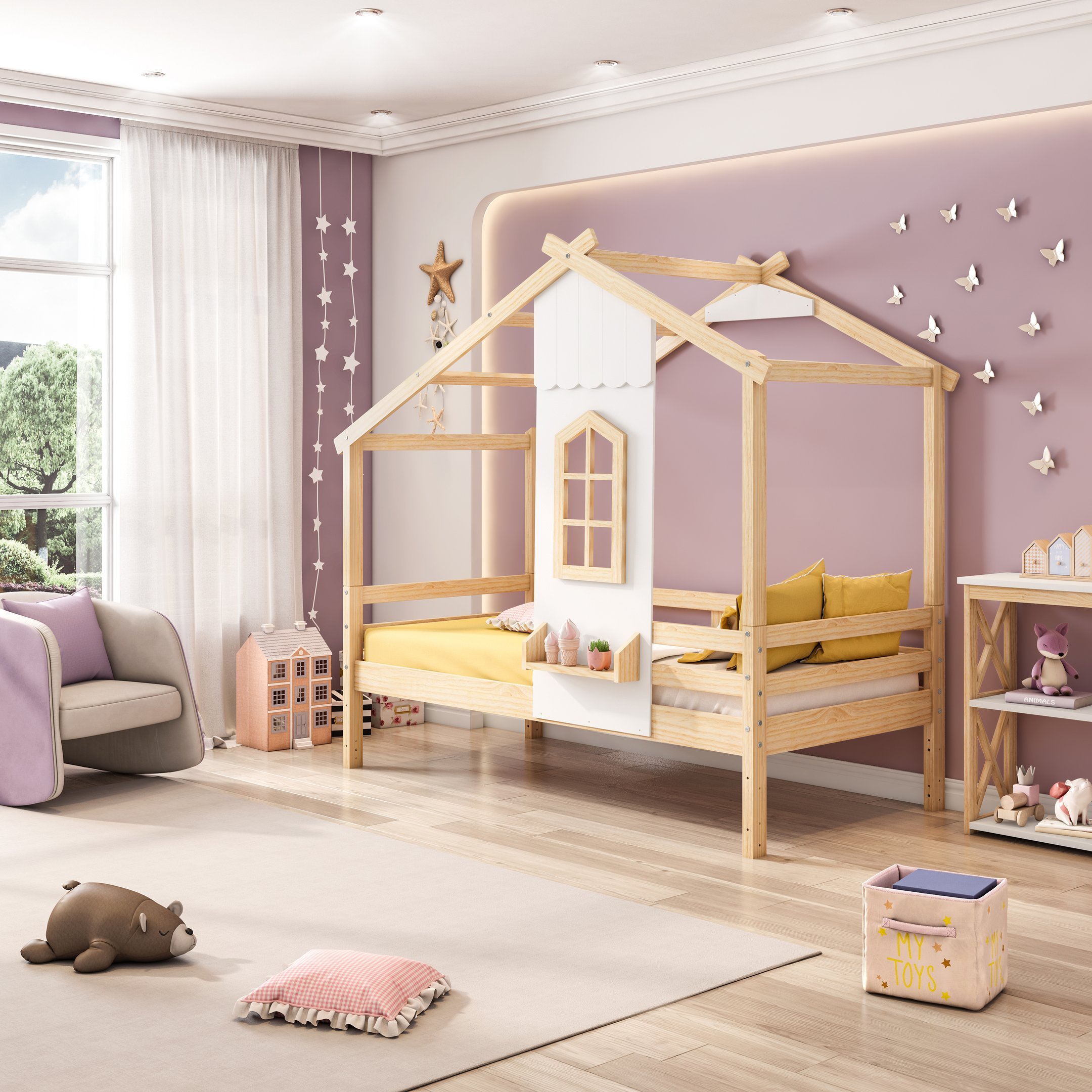 Cama Montessoriano Prime House com Telhado V e Janelinha Casatema MadeiraOriginals - 11