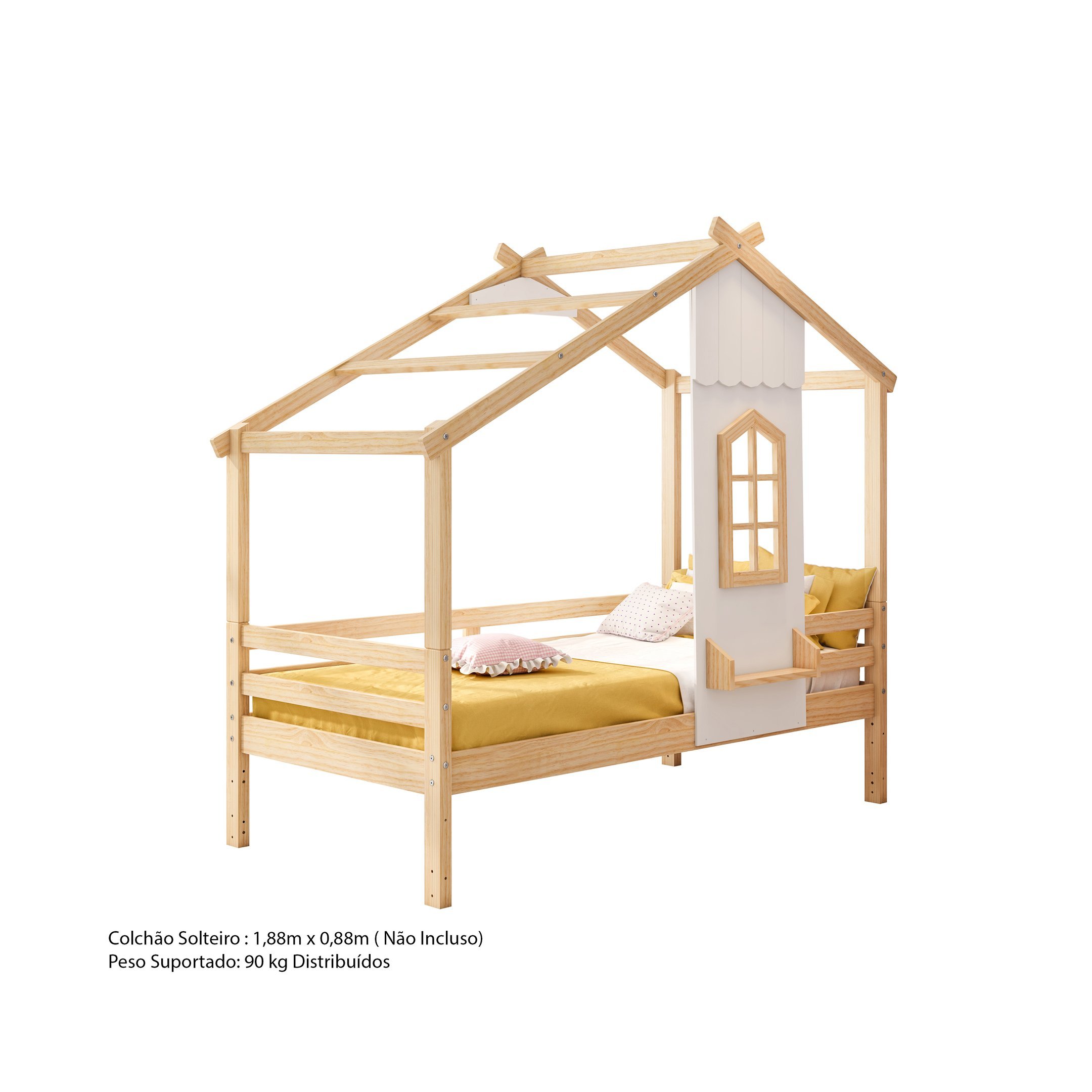 Cama Montessoriano Prime House com Telhado V e Janelinha Casatema MadeiraOriginals - 13