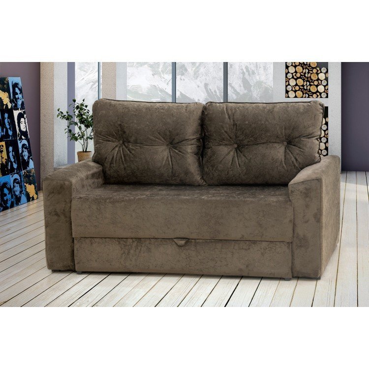 Sofá Cama Retrátil 2 Lugares Hebe Matrix Marrom em Sofá Cama na