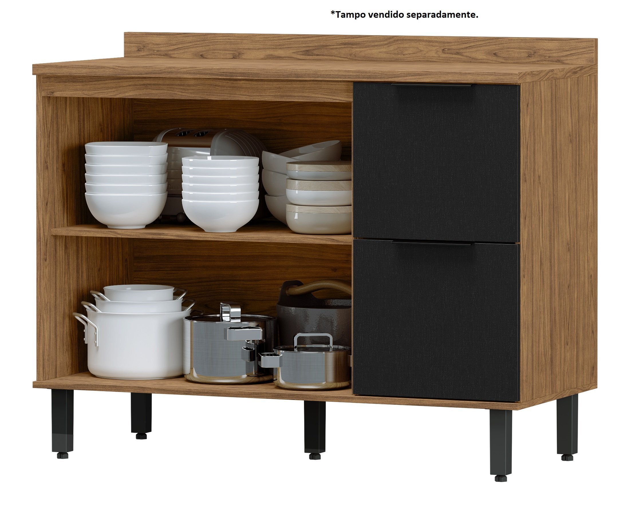 Ver imagem 6 de Balcão para Cozinha 2 Portas 3 Gavetas Toscana Espresso Móveis