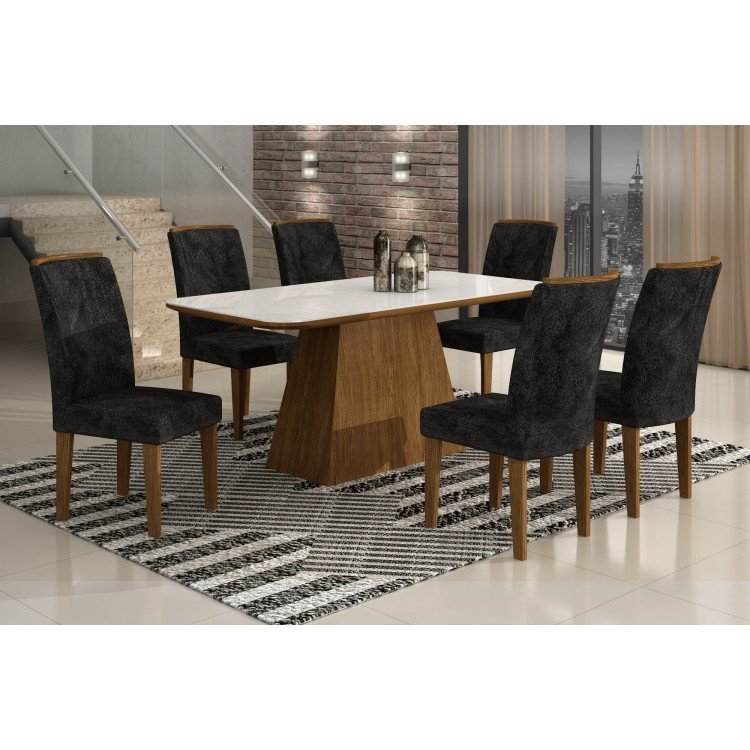 Sala de Jantar Mesa com Tampo de Vidro e 6 Cadeiras Lunara Rufato Sala De Jantar Rufato Bari ~ Sala de Jantar Mesa com Tampo de Vidro e 6 Cadeiras Lunara Rufato