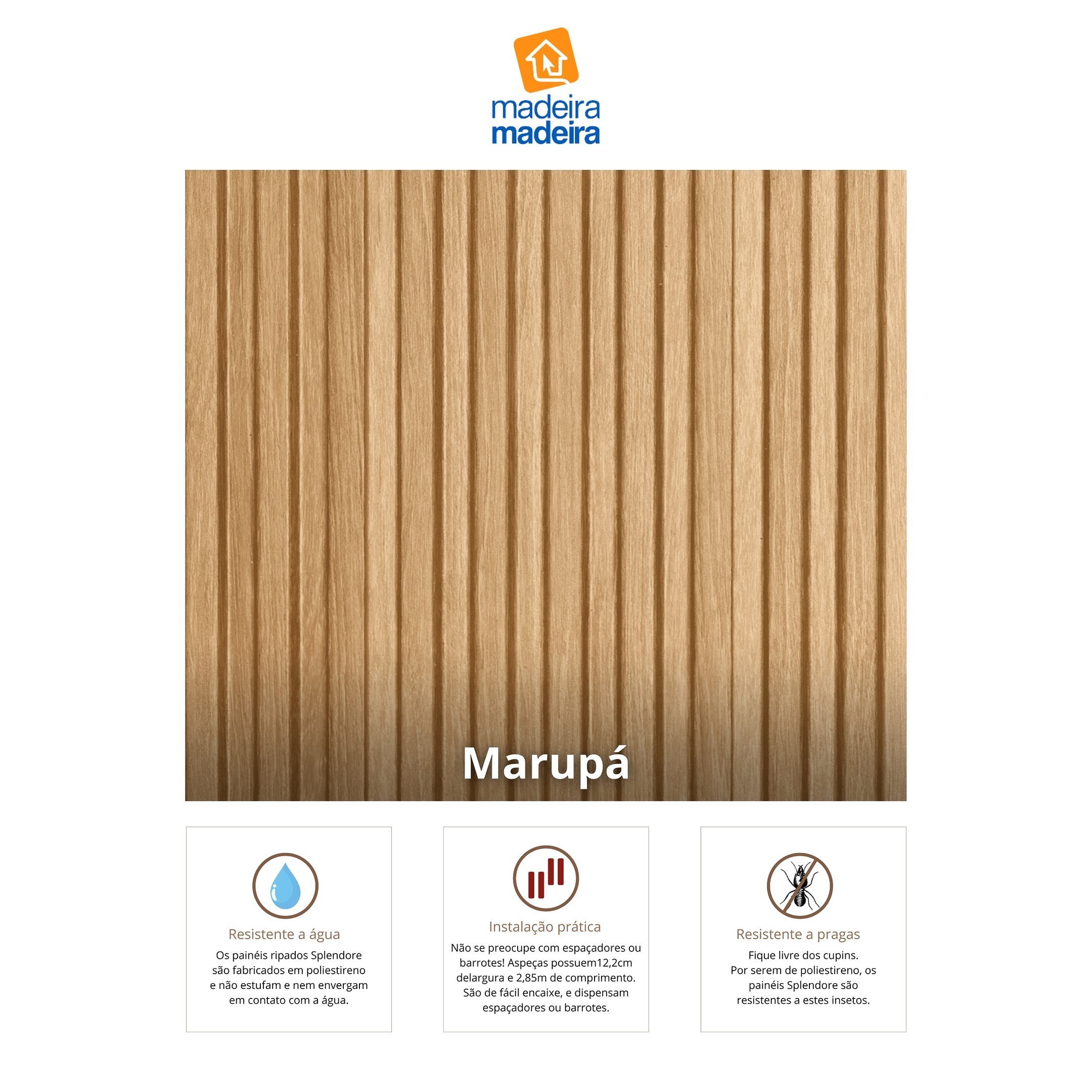 Painel Ripado de Poliestireno Barra de 2,85m X 12,2cm Venda em (0,34m²) Ruffino - 7