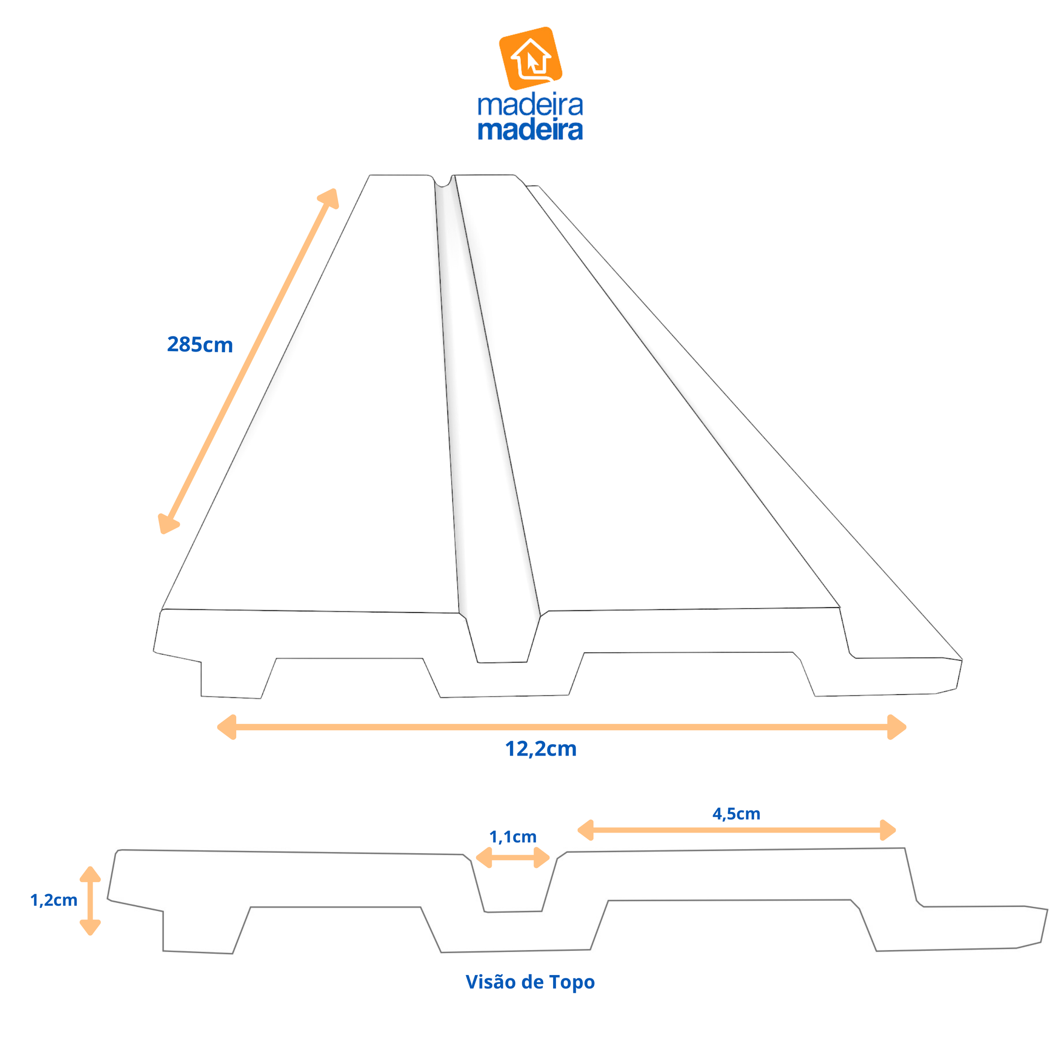 Painel Ripado em Placa 2,85x12,2 (0,34m²) Poliestireno - 3