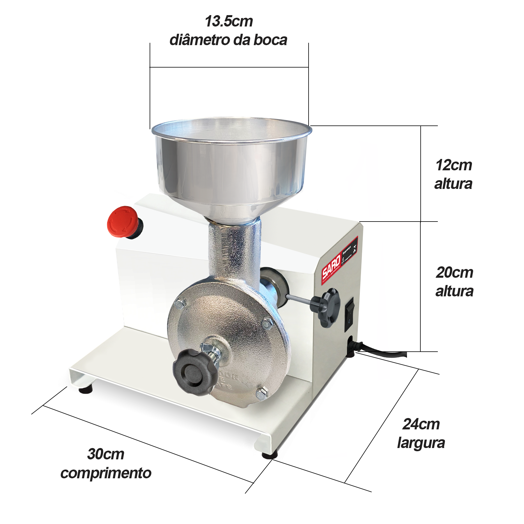 Moedor Elétrico de Grãos e Café Bivolt 50/60 HZ Saro Branco - 3