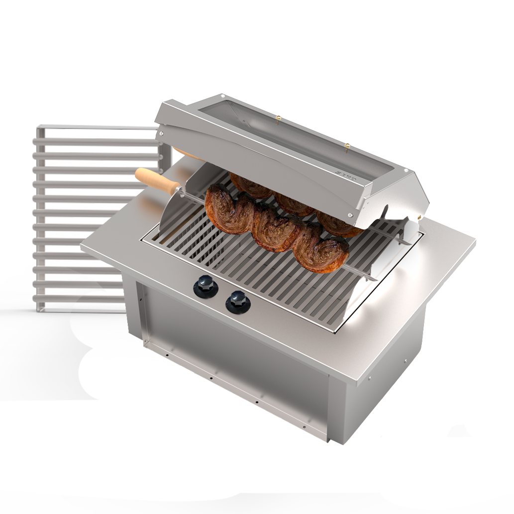 Churrasqueira Cooktop Elétrica de Embutir 70x48x30cm 127v Saro Inox - 2