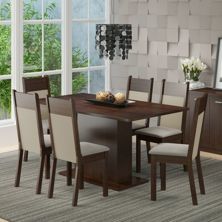 Conjunto para Sala de Jantar Mesa e 6 Cadeiras Louisiana Madesa Tabaco Sala De Jantar Cor Tabaco ~ Conjunto para Sala de Jantar Mesa e 6 Cadeiras Louisiana Madesa Tabaco