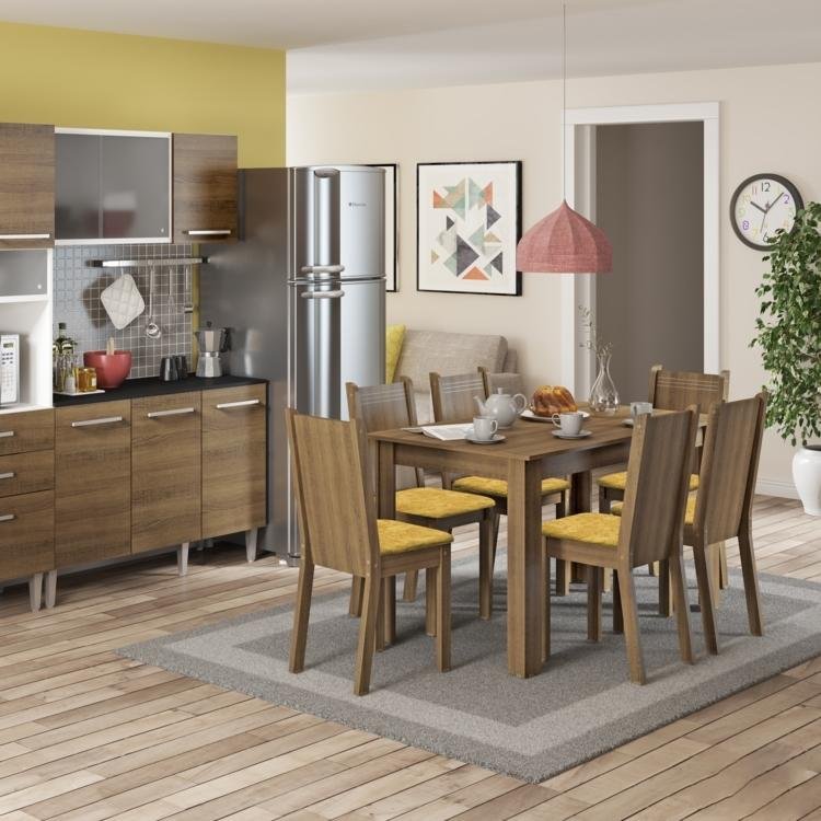 Sala De Jantar Fabrica ~ Conjunto Sala de Jantar Mesa e 6 Cadeiras Maris Madesa RusticPalha em Sala De Jantar Fabrica ~ Conjunto Sala de Jantar Mesa e 6 Cadeiras Maris Madesa RusticPalha em